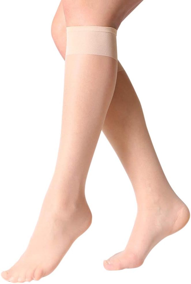 COOLOVER 12 Pairs Lady's Sheer Knee High Stockings for Women