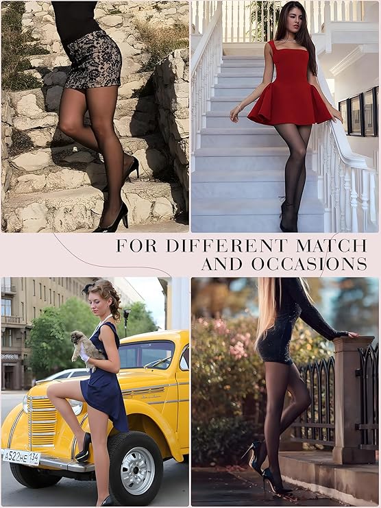 WERBELIN Hosiery,Sheer Tights for Women 2 Pairs Ultra Thin Reinforced T Crotch Control Top Pantyhose Stockings