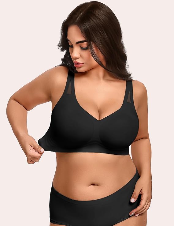 WERBELIN Brassieres,Womens No Underwire Bras Full Coverage Wireless Bra Seamless Mesh Push Up Bralette Comfortable