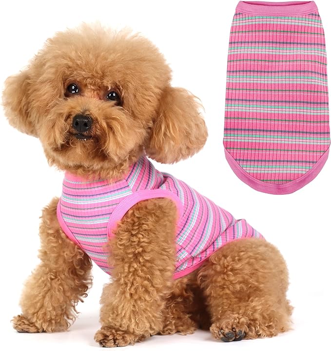 PAERCUTE Dog apparel,Premium 100% Cotton Rib Dog Shirt Vest for Small Breeds Like Chihuahuas, Yorkies, and Puppies .Year-Round Style with Tank-Style Puppy Attire Pink