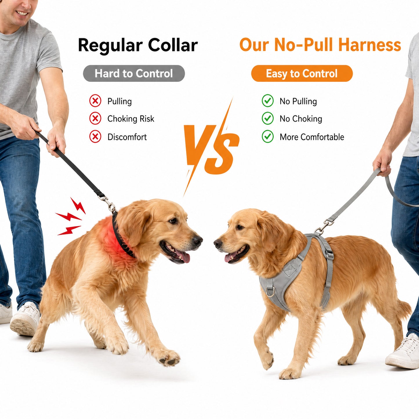 BLUETREE Harness for animals Adjustable Solid Color Dog Harness, No-Pull Pet Vest with Reflective Strips, Comfortable & Safe Harness