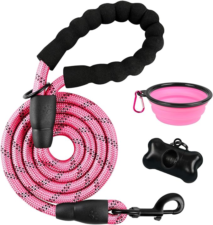 PAERCUTE Dog Leashes for Large Dogs Heavy Duty Dog Leash 4/5/6 FT with Comfortable Padded Handle and Highly Reflective Threads for Medium Large Dogs Walking Training Running
