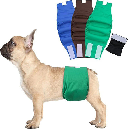 DOYOO Diapers for pets,Washable Dog Diapers Male,Pack of 3 High Absorbing Male Dog Diapers & Adjustable Strap Reusable Male Puppy Wraps for Small Dogs