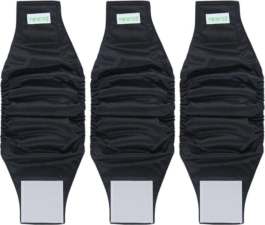 PAERCUTE Bellybands Washable Dog Diapers - Washable Male Dog Belly Wrap - Pack of 3