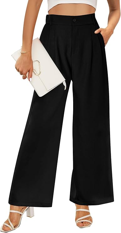 BLUEENJOY Trousers Women's Wide Straight Leg Pants in The Back Business Work Long Casual Pants