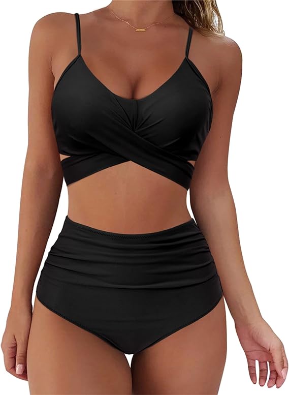 COOLOVER Women Wrap Bikini Set Push Up High Waisted 2 Piece Swimsuits