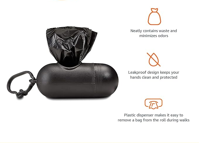 PAERCUTE Standard Dog Poop Bags With Dispenser and Leash Clip, Unscented