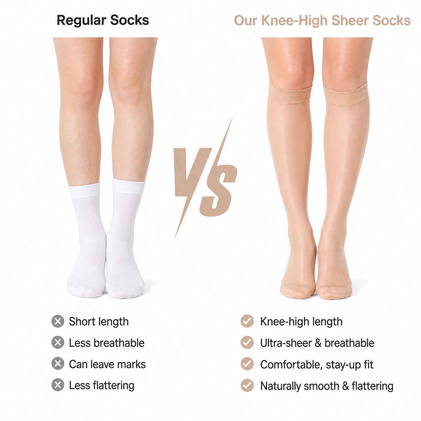 LAITE HEBE Stockings，Soft Stretch Stockings, Solid Color High Waist Long Stockings, Breathable Skin-Friendly Hosiery, Comfortable Casual Daily Wear Socks for Women