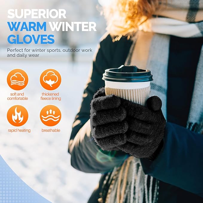 BLUEENJOY Gloves for Women Warm Cozy Gloves for Cold Weather Thick Alpaca Fleece Winter Touchscreen Fingers Gloves