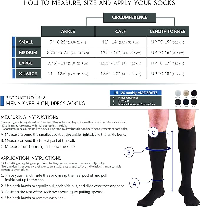 LAITE HEBE Compression Socks, 15-20 mmHg,Knee High Over Calf Length