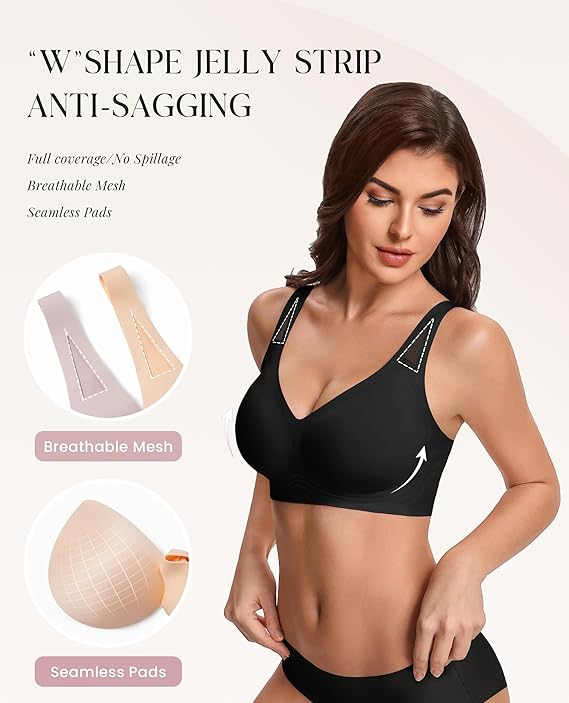 WERBELIN Brassieres，Womens No Underwire Bras Full Coverage Wireless Bra Seamless Mesh Push Up Bralette Comfortable