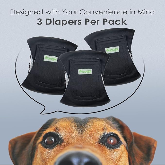 PAERCUTE Bellybands Washable Dog Diapers - Washable Male Dog Belly Wrap - Pack of 3