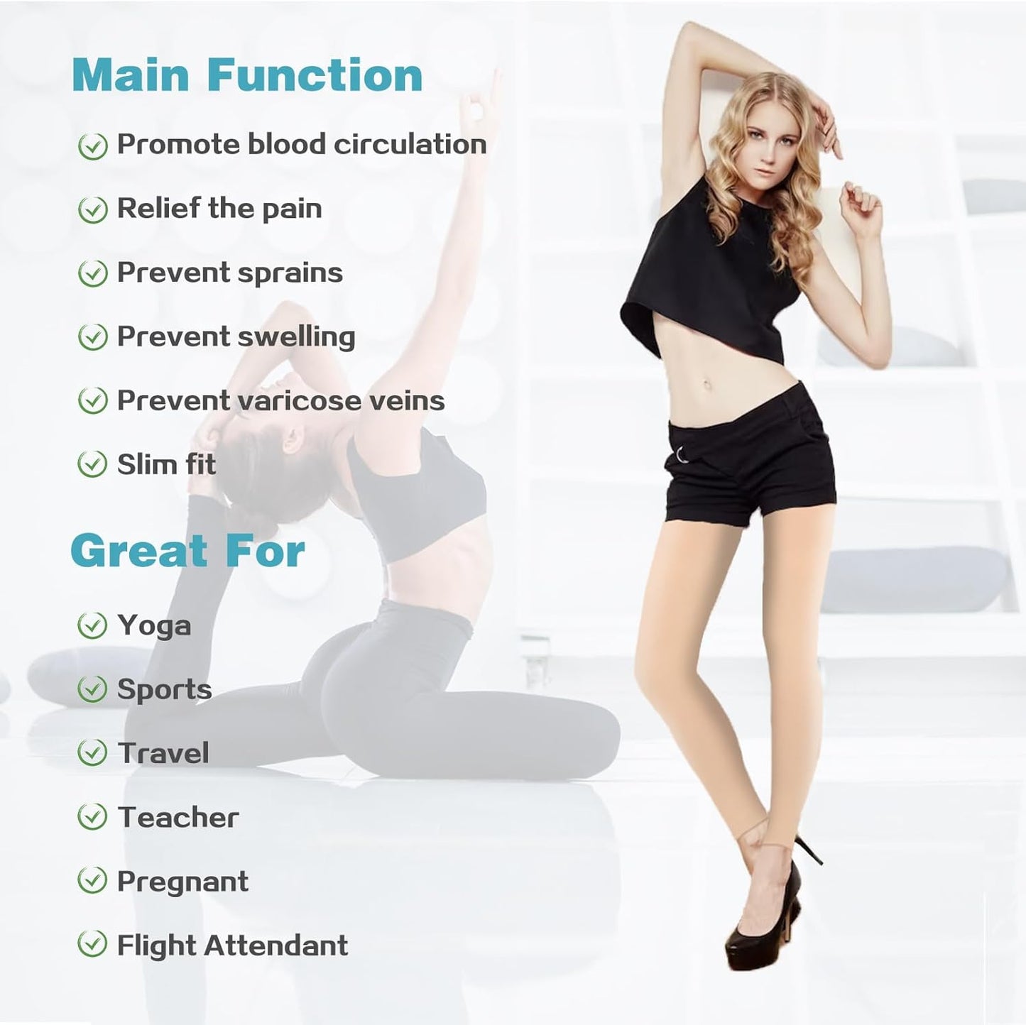 BHINEGO Medical compression tights,20-30 mmHg Compression Pantyhose for Women, Closed Toe Medical Compression Stockings, Waist High Opaque Compression Tights for Edema, Varicose Veins, Swelling, Pregnant, Teacher, Doctor