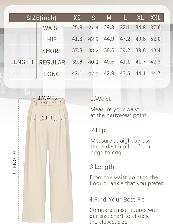 COOLOVER Wide Leg Dress Pants Women's High Waisted Dressy Trousers