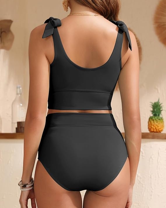 BLUEENJOY Swim suits Two Piece High Waisted Swimsuits - Women Tummy Control Bikini Modest Bathing Suit