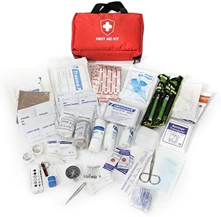 DOYOO First Aid Kit with Essential Emergency Medical Supplies, Waterproof Travel First Aid Kit, Simple and Portable Emergency Kit for Home, Dorm, Outdoor, Car (Bright red)