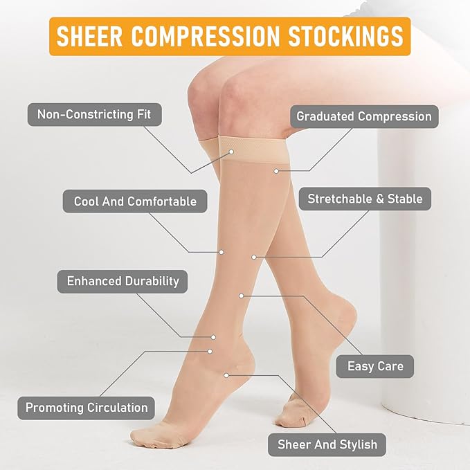 BLUETREE Medical compression stockings, Compression Stockings Circulation Best for Running Athletic Nurses
