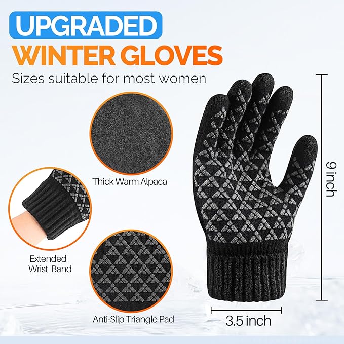 BLUEENJOY Gloves for Women Warm Cozy Gloves for Cold Weather Thick Alpaca Fleece Winter Touchscreen Fingers Gloves