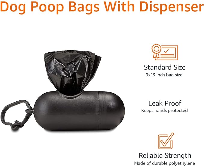 PAERCUTE Standard Dog Poop Bags With Dispenser and Leash Clip, Unscented
