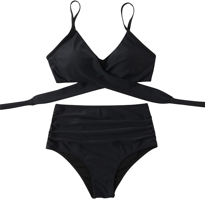 COOLOVER Women Wrap Bikini Set Push Up High Waisted 2 Piece Swimsuits