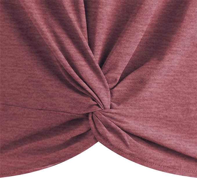 COOLOVER Women's Summer Causal Short Sleeve Blouse Round Neck Crop Tops Twist Front Tee T-Shirt