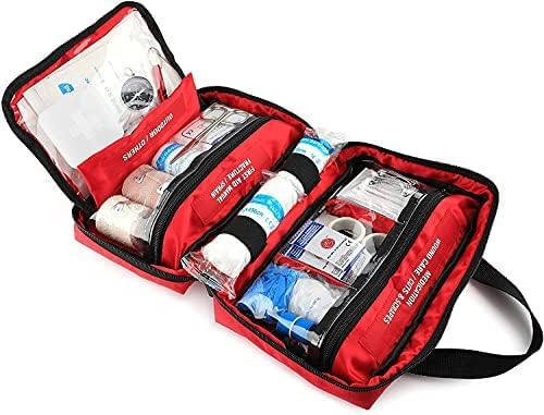 DOYOO First Aid Kit with Essential Emergency Medical Supplies, Waterproof Travel First Aid Kit, Simple and Portable Emergency Kit for Home, Dorm, Outdoor, Car (Bright red)