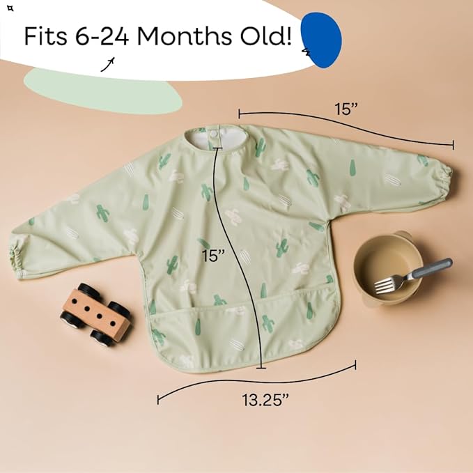 BLUEENJOY Bibs for babies，Sleeved Bib for Girl or Boy, Baby and Toddler for 6-24 Mos