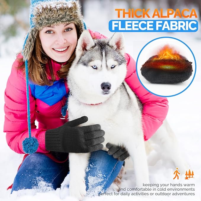 BLUEENJOY Gloves for Women Warm Cozy Gloves for Cold Weather Thick Alpaca Fleece Winter Touchscreen Fingers Gloves