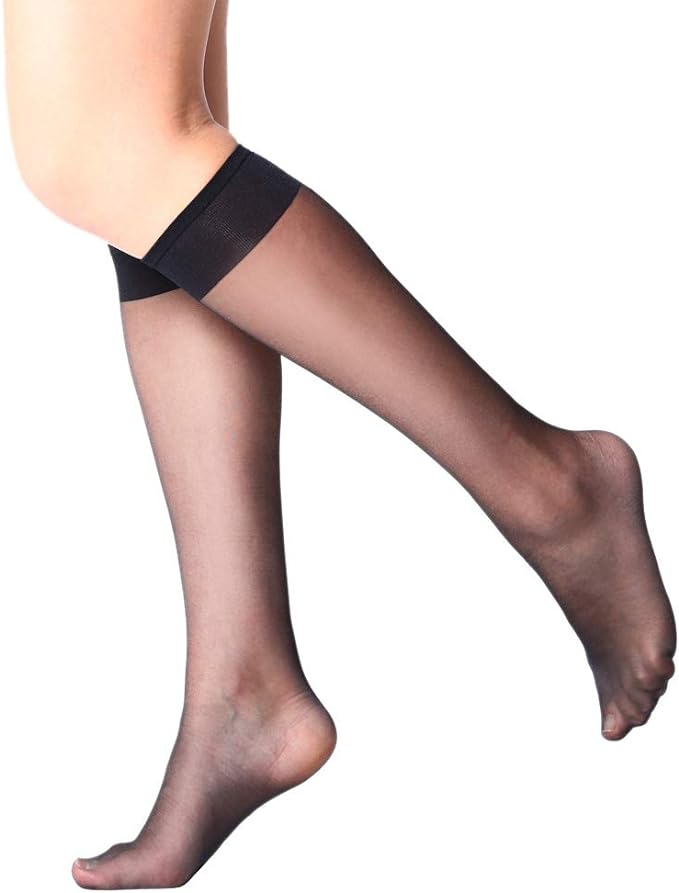 COOLOVER 12 Pairs Lady's Sheer Knee High Stockings for Women