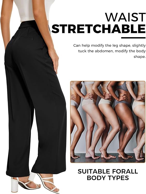 BLUEENJOY Trousers Women's Wide Straight Leg Pants in The Back Business Work Long Casual Pants