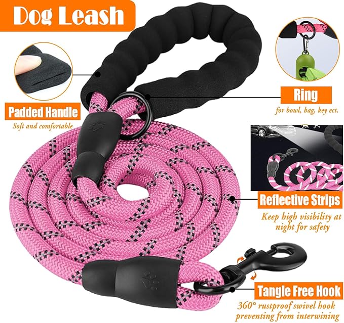 PAERCUTE Dog Harness, Collar & Leash Set | Includes Dog Seat Belt, Collapsible Bowls & Poop Bag Dispenser.  Ideal for Training, Walking, Hiking.  Fits Small to Large Dogs