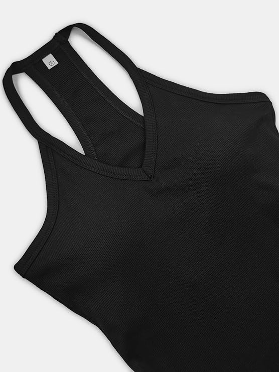 BLUEENJOY Tops as clothing Workout Tank Tops V Neck Racerback Tank Top for Women with Built in Shelf Bra Ribbed Tank Fitted Basic