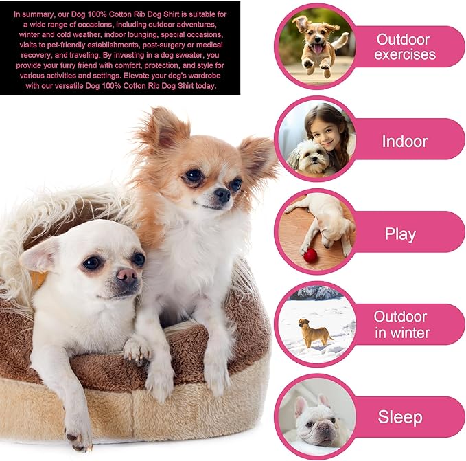 PAERCUTE Dog apparel,Premium 100% Cotton Rib Dog Shirt Vest for Small Breeds Like Chihuahuas, Yorkies, and Puppies .Year-Round Style with Tank-Style Puppy Attire Pink