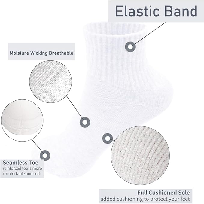 WERBELIN Socks,6 Pack-Women's Athletic Quarter Ankle Low Cut Cotton Socks Cushioned Sports Running