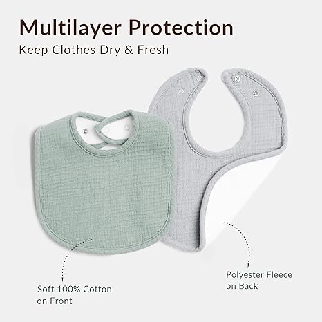 BLUEENJOY Cloth bibs,Baby Bibs for Boys Girls, Soft Cotton Baby Bibs for Drooling and Teething, Absorbent & Adjustable Drool Bibs for Infant Newborn