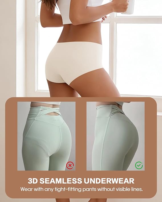 WERBELIN Panties，Seamless Underwear for Women Low Rise Full Coverage No Show Briefs Soft Everyday Panties