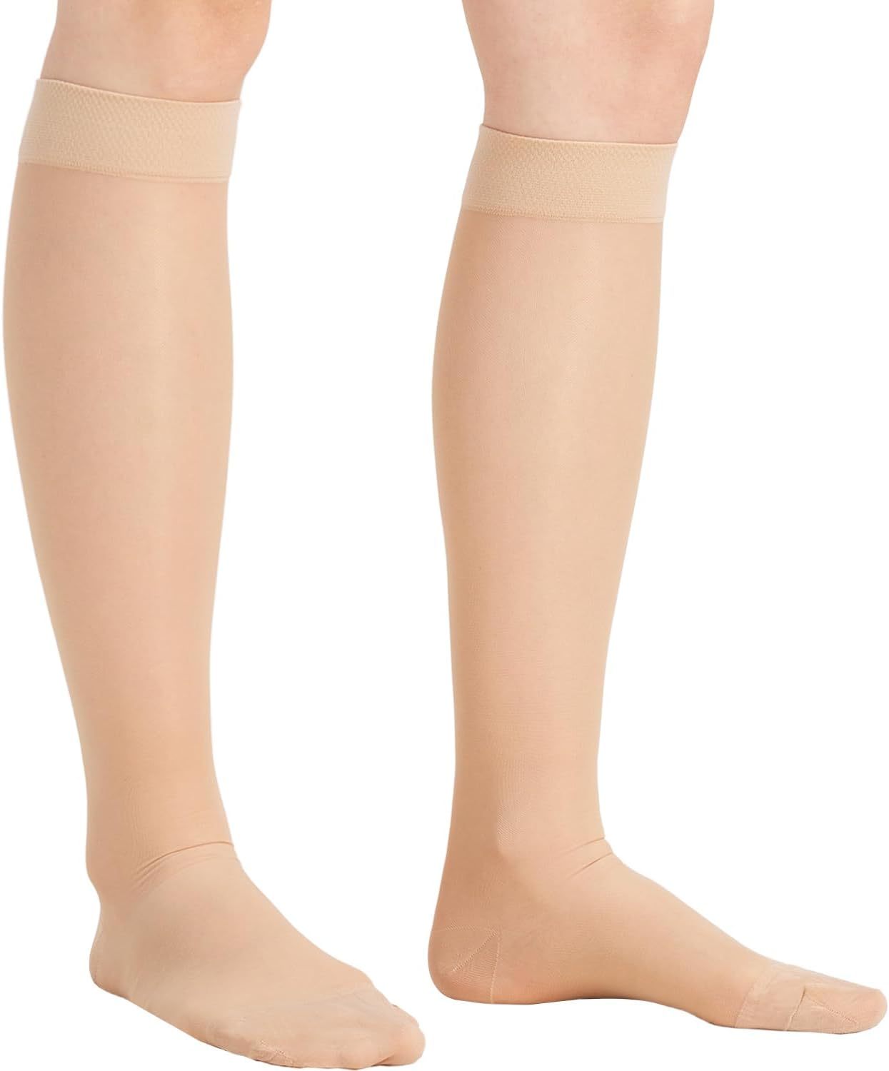 BHINEGO Compression Stockings for Women - Knee High Support Hose Compression Socks for Improving Circulation, Leg Fatigue and Swelling, Nude