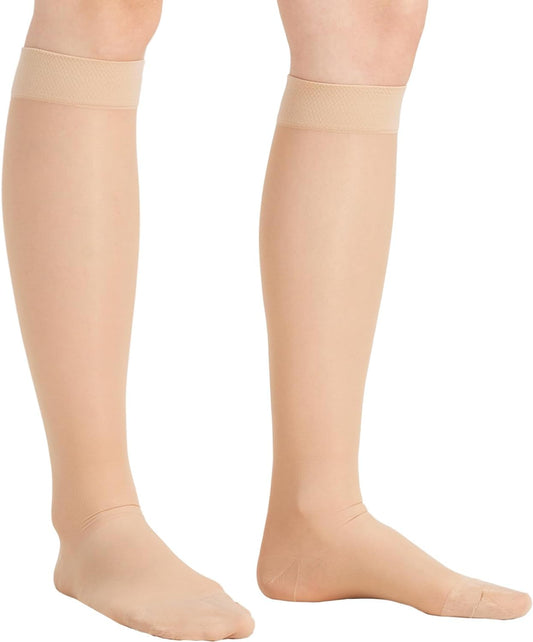BHINEGO Compression Stockings for Women - Knee High Support Hose Compression Socks for Improving Circulation, Leg Fatigue and Swelling, Nude