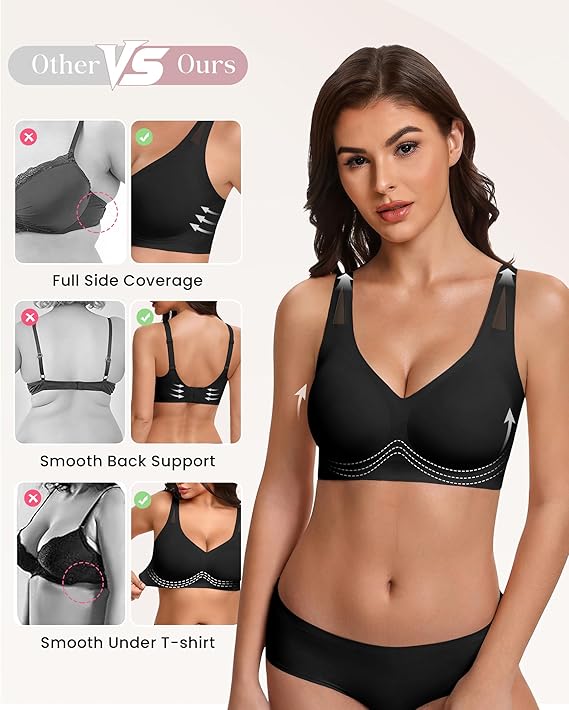 WERBELIN Brassieres，Womens No Underwire Bras Full Coverage Wireless Bra Seamless Mesh Push Up Bralette Comfortable