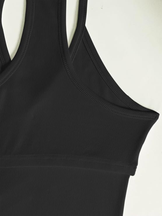 BLUEENJOY Tops as clothing Workout Tank Tops V Neck Racerback Tank Top for Women with Built in Shelf Bra Ribbed Tank Fitted Basic