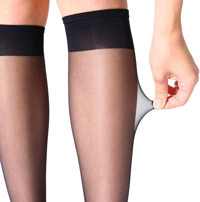 COOLOVER 12 Pairs Lady's Sheer Knee High Stockings for Women