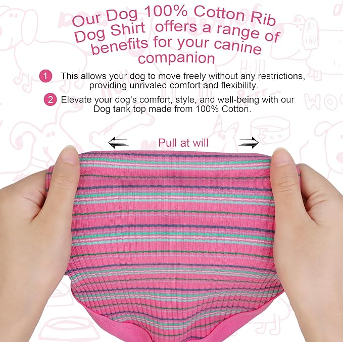 PAERCUTE Dog apparel,Premium 100% Cotton Rib Dog Shirt Vest for Small Breeds Like Chihuahuas, Yorkies, and Puppies .Year-Round Style with Tank-Style Puppy Attire Pink