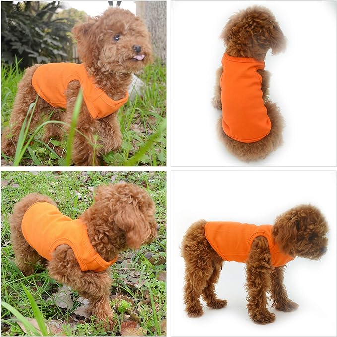 PAERCUTE Summer Pet Clothing, Dog Clothes Blank T-Shirts Ribbed Tanks Top Thread Vests for Large Medium Small Dogs 100% Cotton