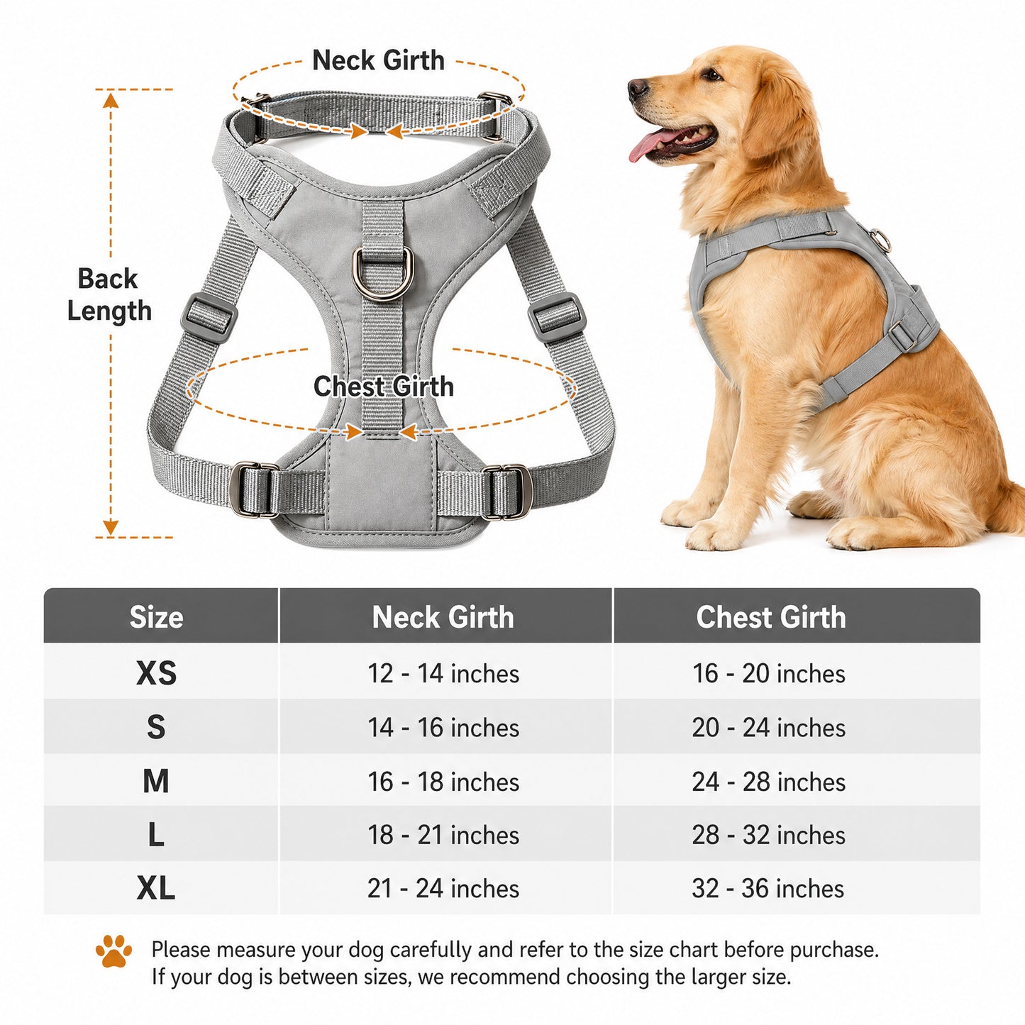 BLUETREE Harness for animals Adjustable Solid Color Dog Harness, No-Pull Pet Vest with Reflective Strips, Comfortable & Safe Harness