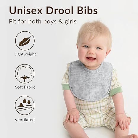 BLUEENJOY Cloth bibs,Baby Bibs for Boys Girls, Soft Cotton Baby Bibs for Drooling and Teething, Absorbent & Adjustable Drool Bibs for Infant Newborn