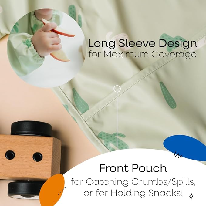 BLUEENJOY Bibs for babies，Sleeved Bib for Girl or Boy, Baby and Toddler for 6-24 Mos