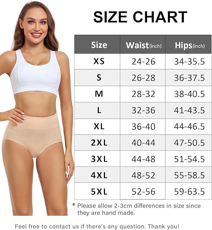 COOLOVER Women's Cotton Underwear High Waisted Ladies Panties Full Coverage Briefs 4 Pack