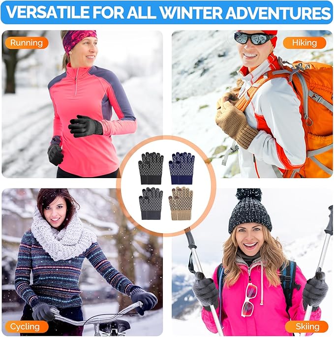 BLUEENJOY Gloves for Women Warm Cozy Gloves for Cold Weather Thick Alpaca Fleece Winter Touchscreen Fingers Gloves