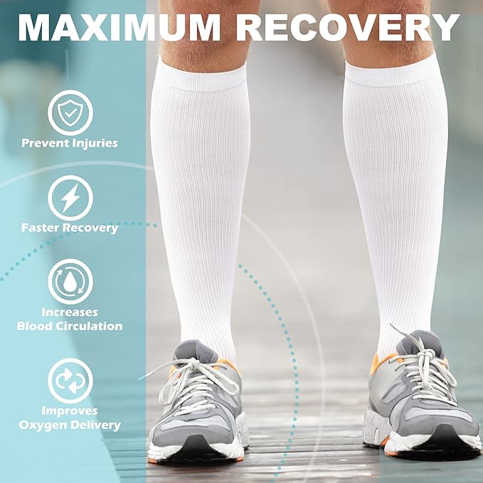 LAITE HEBE Compression socks for medical or therapeutic use 3 Pairs 20-30 mmHg Knee High Circulation Best for Running Athletic Nurses