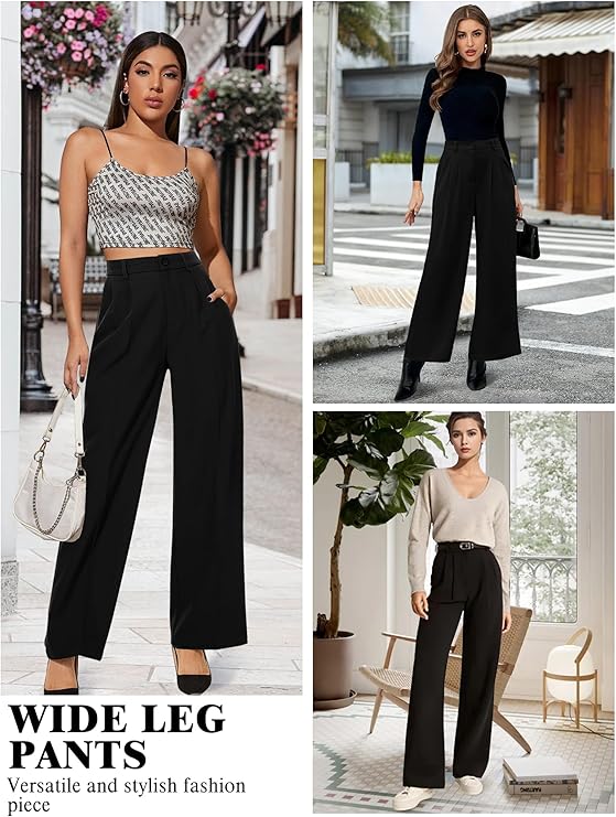 BLUEENJOY Trousers Women's Wide Straight Leg Pants in The Back Business Work Long Casual Pants